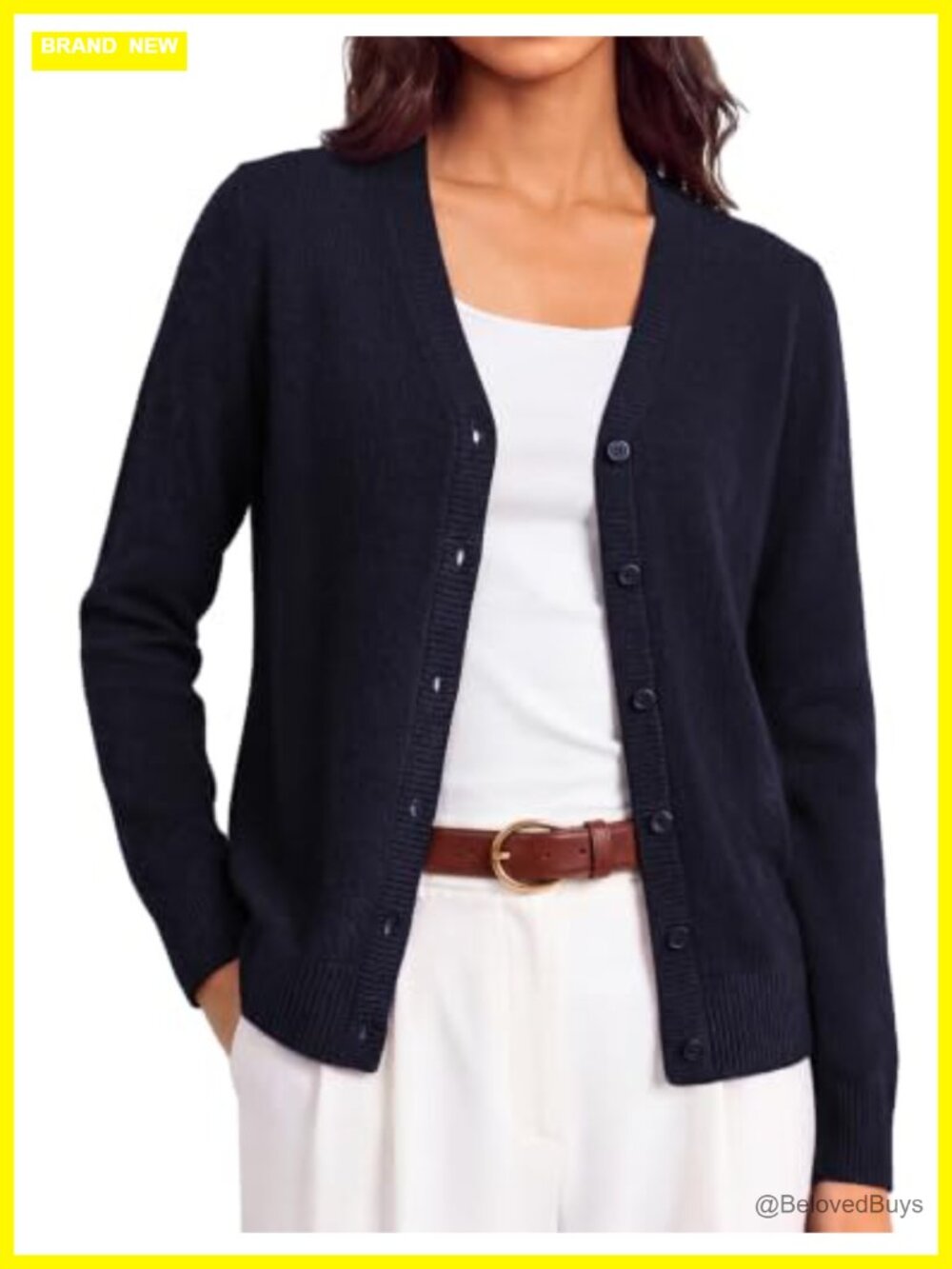 Merino Wool Cashmere Blend Button-Up Cardigan Sweater